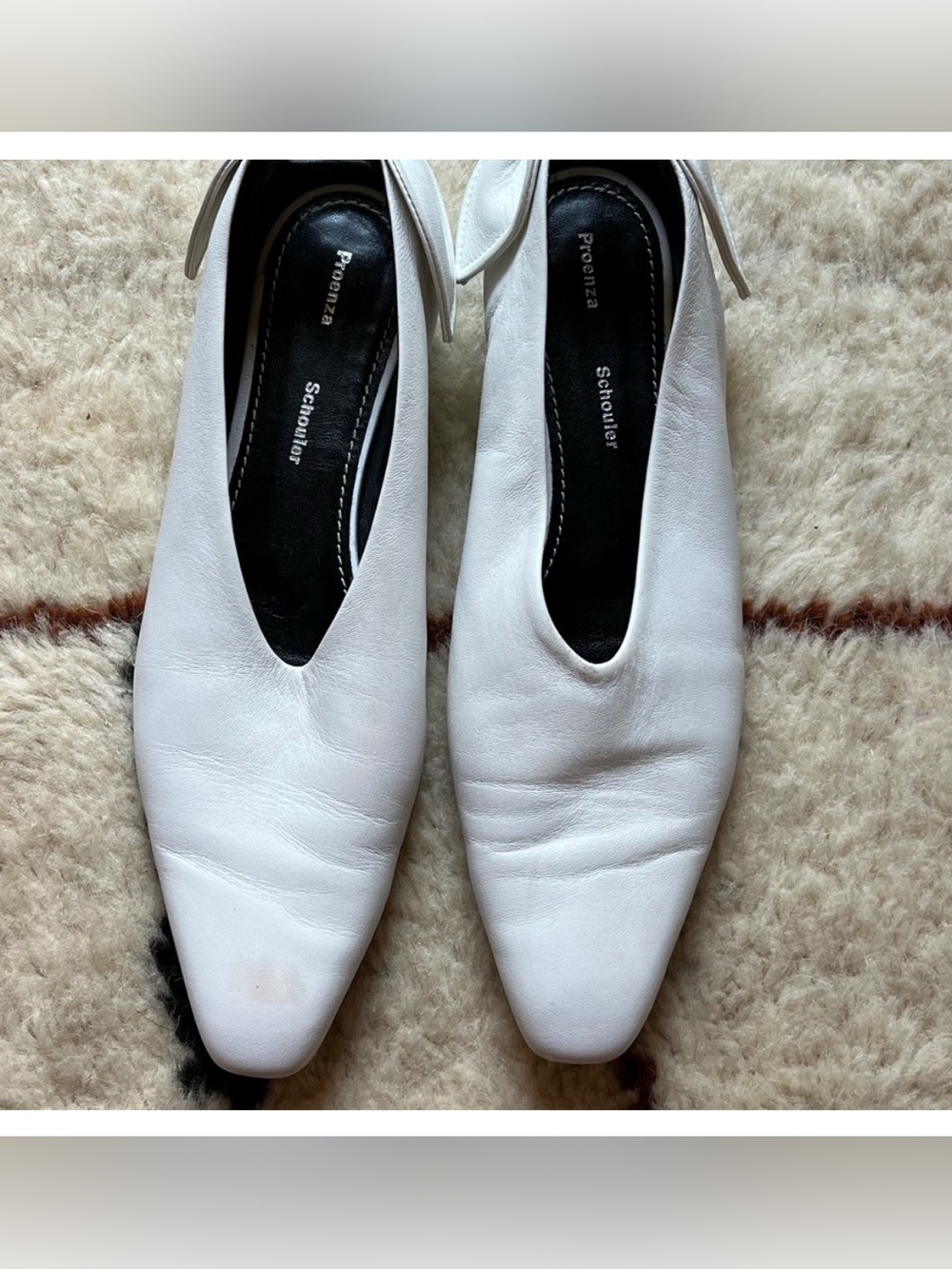 Proenza Schouler // White Leather Pointed Bow Mules